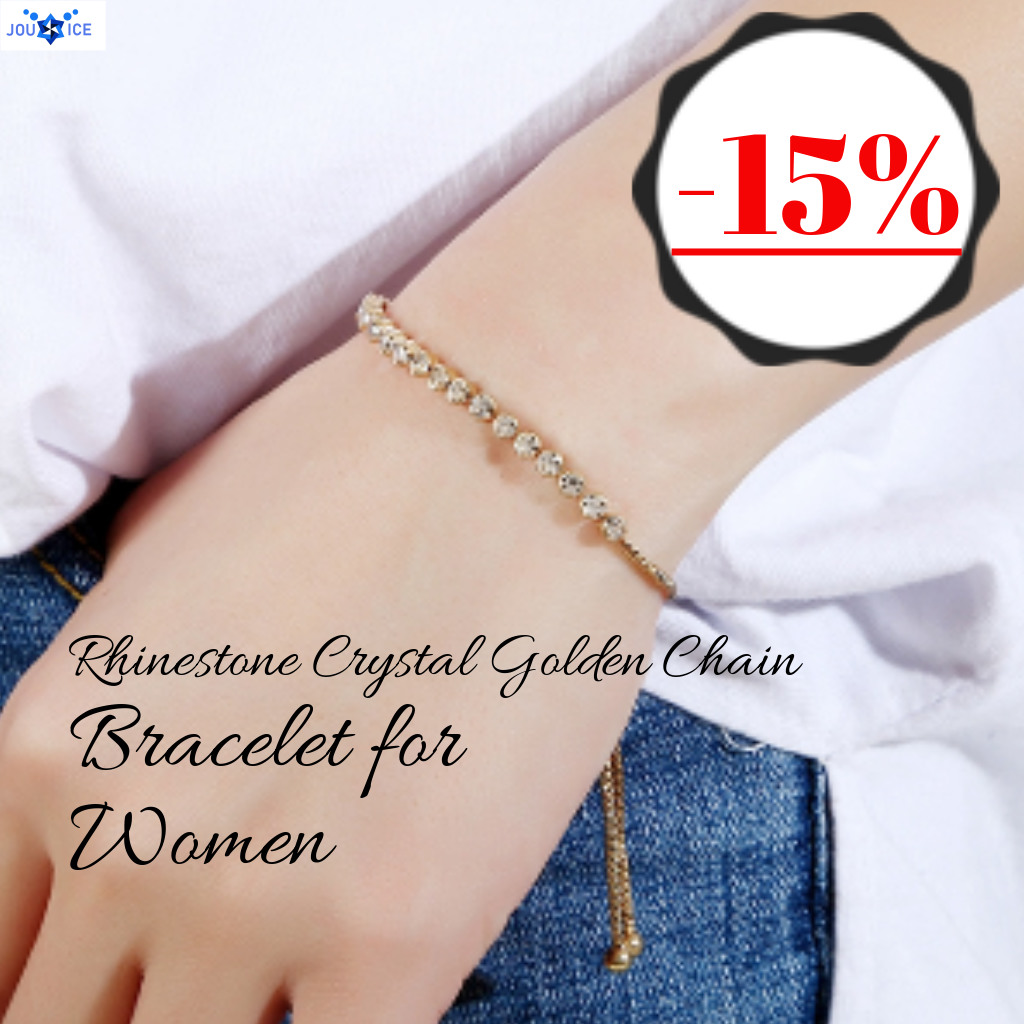 Rhinestone Crystal on a Golden Chain – Bracelet for Women